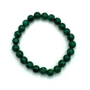 Malachite Beaded Bracelet Green Elastic Purity Protection Happiness